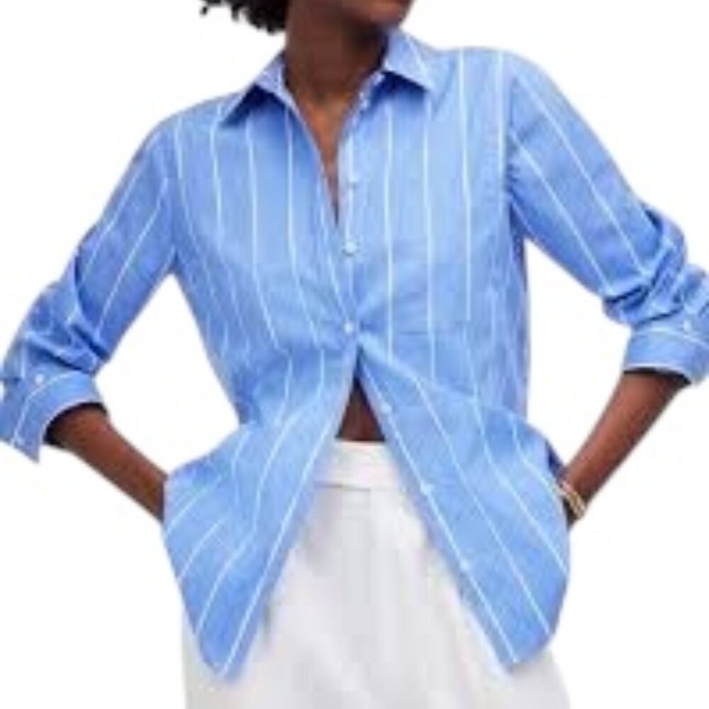 Madewell French Blue and White Striped Button-Down Shirt